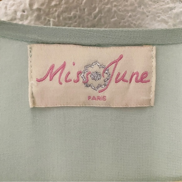 MISS JUNE PARIS SHEER SEA FOAM EMBELLISHED MAXI DRESS SIZE 2 - Picture 3 of 11